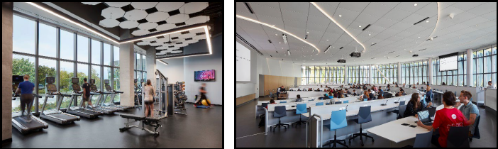 Academic, Residential Complex - interior, fitness center and lecture hall